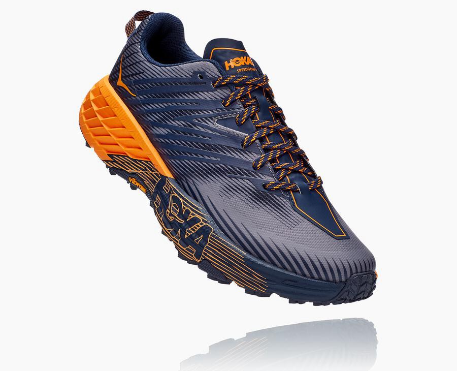 Tenis Hoka One One Trail Hombre Azules/Naranjas - Speedgoat 4 - FYWT67814